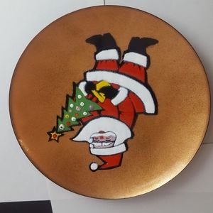 Annemarie Davidson Santa plate baby Xmas tree 9" copper enamel embossed A4